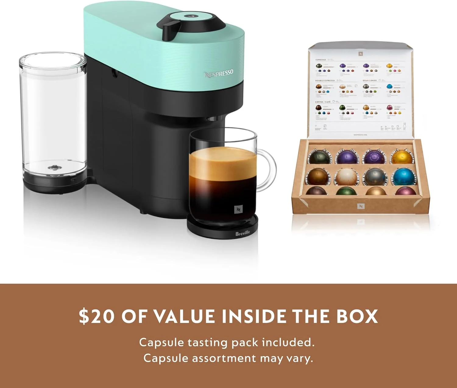 دستگاه نسپرسو Vertuo POP+ با فوم ساز شیر، نعنایی، ساخت Breville دستگاه نسپرسو Vertuo POP+ با فوم ساز شیر، نعنایی، ساخت Breville