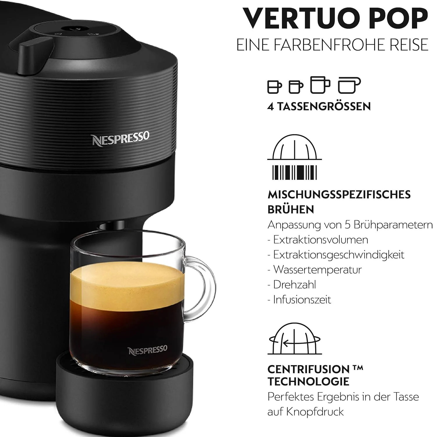 دستگاه قهوه کپسولی نسپرسو De'Longhi ENV90.BAE Vertuo Pop + کف ساز شیر Aeroccino، آماده سازی 4 سایز فنجان، فناوری Centrifusion، شامل بسته خوش آمدگویی، 1260 وات، مشکی شیرین بیان دستگاه قهوه کپسولی نسپرسو De'Longhi ENV90.BAE Vertuo Pop + کف ساز شیر Aeroccino، آماده سازی 4 سایز فنجان، فناوری Centrifusion، شامل بسته خوش آمدگویی، 1260 وات، مشکی شیرین بیان