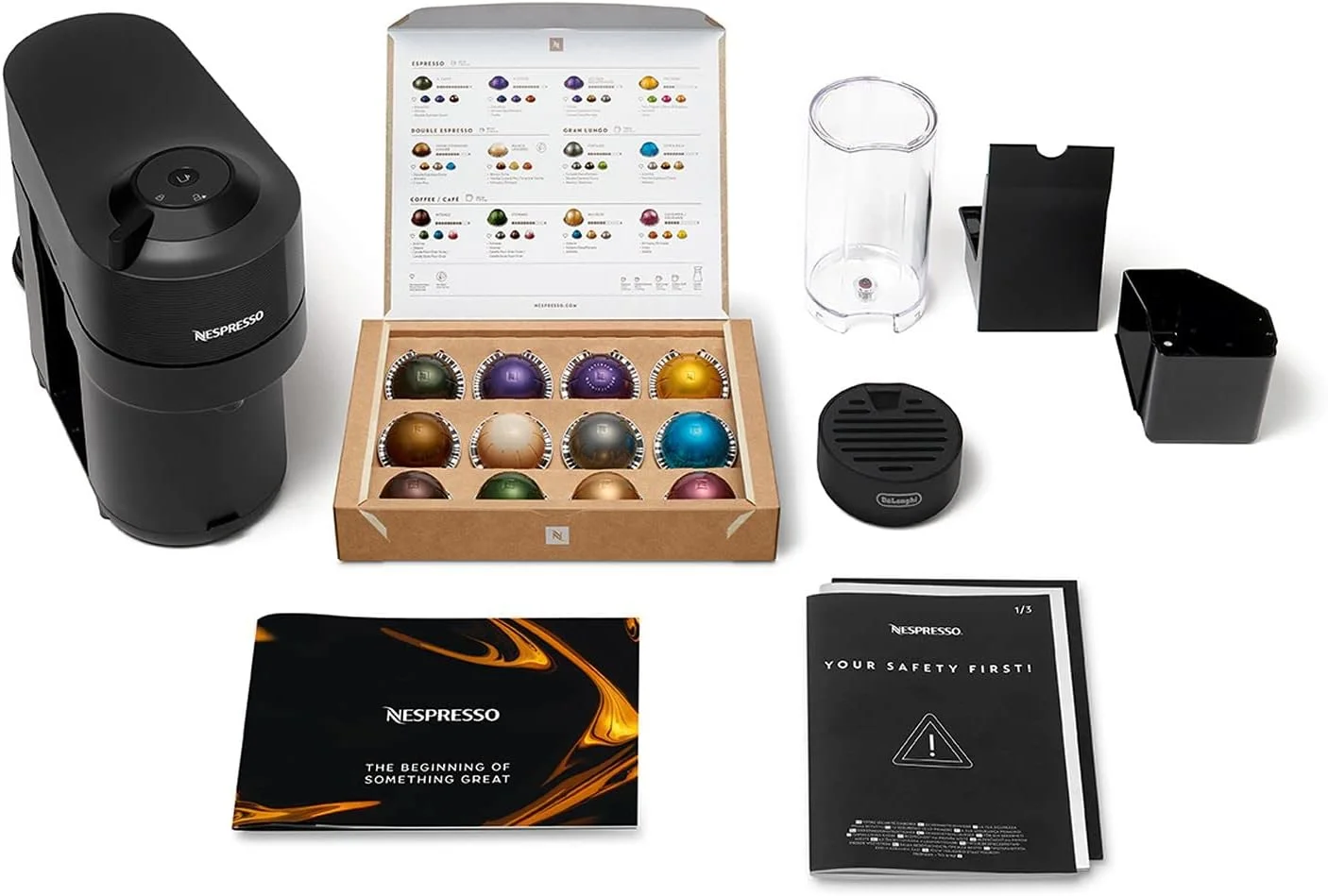 دستگاه قهوه کپسولی نسپرسو De'Longhi ENV90.BAE Vertuo Pop + کف ساز شیر Aeroccino، آماده سازی 4 سایز فنجان، فناوری Centrifusion، شامل بسته خوش آمدگویی، 1260 وات، مشکی شیرین بیان دستگاه قهوه کپسولی نسپرسو De'Longhi ENV90.BAE Vertuo Pop + کف ساز شیر Aeroccino، آماده سازی 4 سایز فنجان، فناوری Centrifusion، شامل بسته خوش آمدگویی، 1260 وات، مشکی شیرین بیان