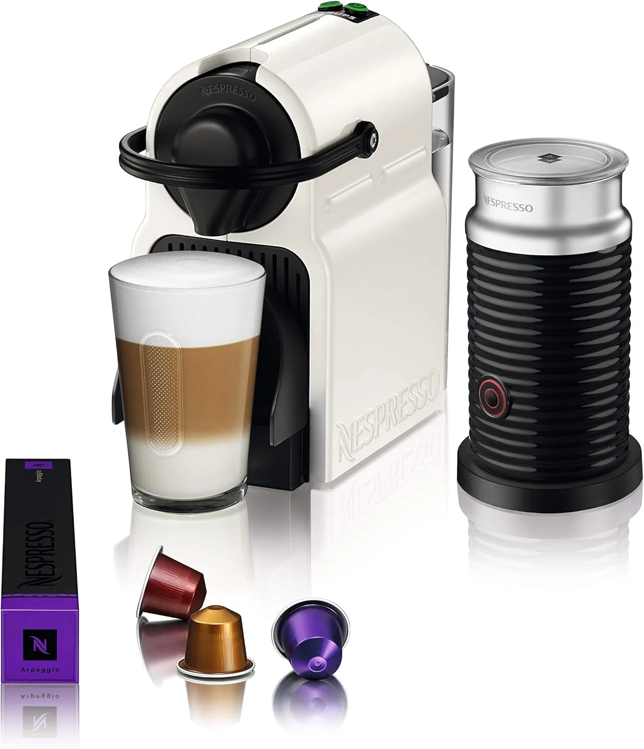دستگاه قهوه کپسولی نسپرسو مدل Inissia سفید رنگ به همراه Aeroccino3، ساخت KRUPS