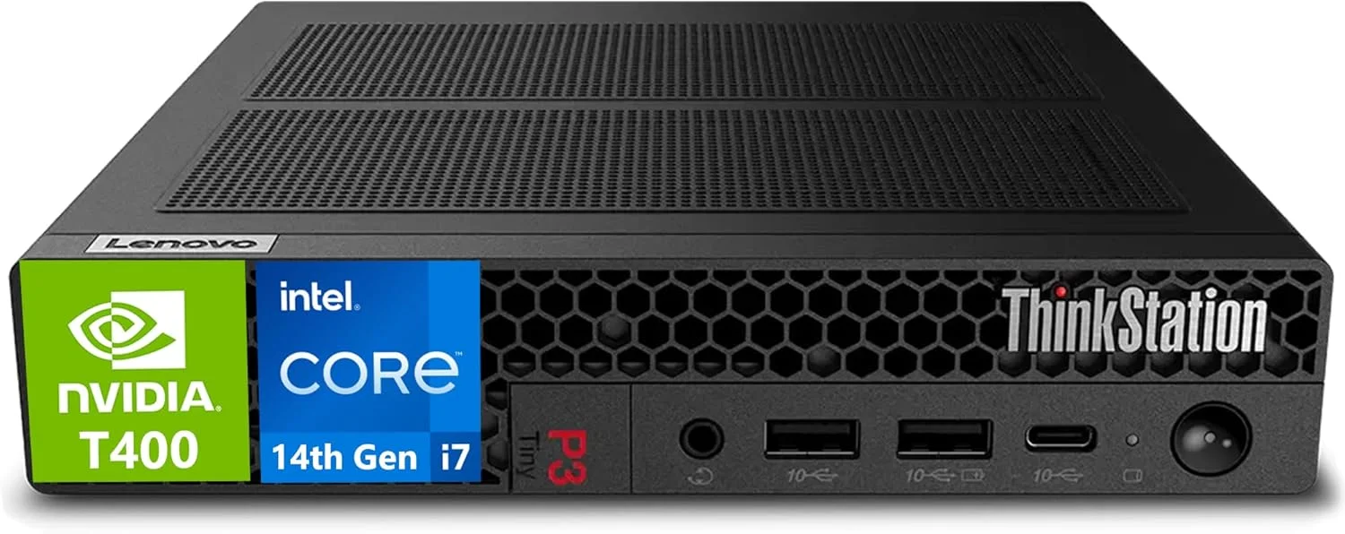 کامپیوتر رومیزی تجاری کوچک Oemgenuine Lenovo ThinkStation P3 با پردازنده Intel i7-13700T، رم 64 گیگابایتی DDR5، حافظه 2 ترابایتی NVMe، کارت گرافیک T1000 8 گیگابایتی، WiFi 6 + BT، RJ-45، 4X miniDP، پورت DP، HDMI، ویندوز 11 پرو، 3 سال گارانتی