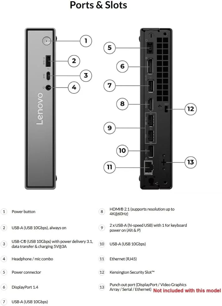 کامپیوتر تجاری Lenovo ThinkCentre Neo 50q Gen 5 با پردازنده Intel Core 5 210H، حافظه 32 گیگابایتی DDR5-5600MT/s، حافظه اس اس دی 1 ترابایتی، DisplayPort، Wi-Fi 6، RJ-45 و Win 11 Pro کامپیوتر تجاری Lenovo ThinkCentre Neo 50q Gen 5 با پردازنده Intel Core 5 210H، حافظه 32 گیگابایتی DDR5-5600MT/s، حافظه اس اس دی 1 ترابایتی، DisplayPort، Wi-Fi 6، RJ-45 و Win 11 Pro