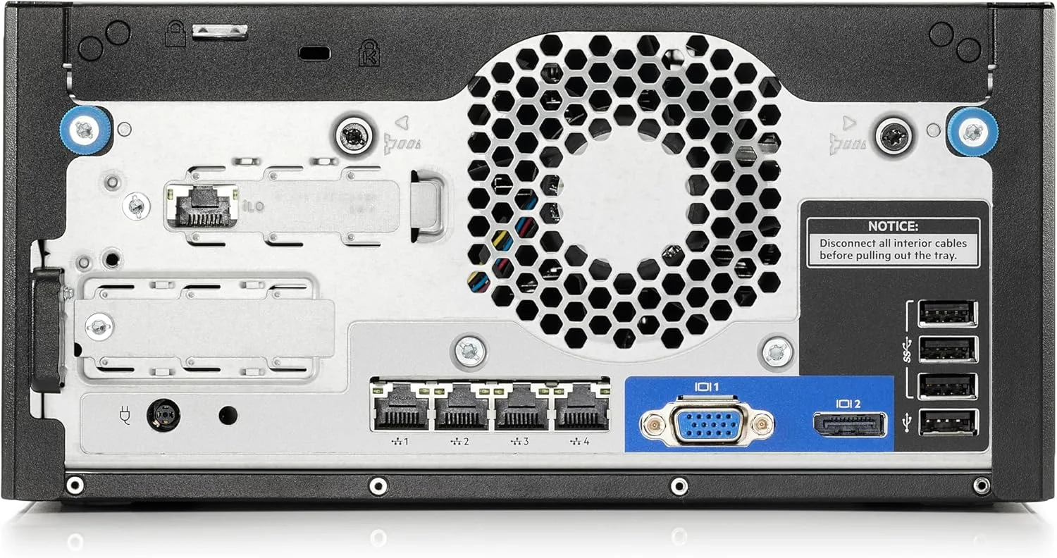 سرور ایستاده اچ پی ای ProLiant MicroServer Gen10 Plus v2 با یک پردازنده Intel Xeon E2314، تک پردازنده 4 هسته ای، 16 گیگابایت رم، VROC، چهار محفظه درایو LFF بدون اتصال گرم، منبع تغذیه خارجی 180 واتی (HPE Smart Choice P69101-005)
