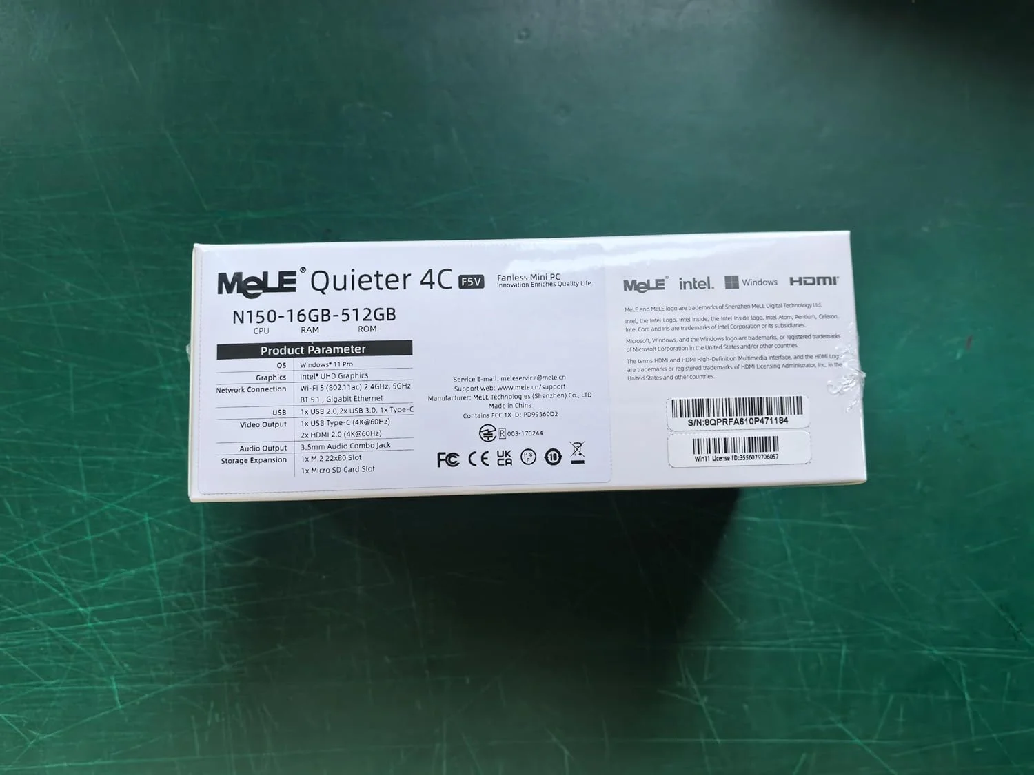 مینی کامپیوتر بدون فن فوق العاده بی صدا MeLE Quieter4C N150 - حافظه 16 گیگابایتی، SSD 512 گیگابایتی - کامپیوتر جمع و جور با USB-C کاربردی و HDMI دوگانه