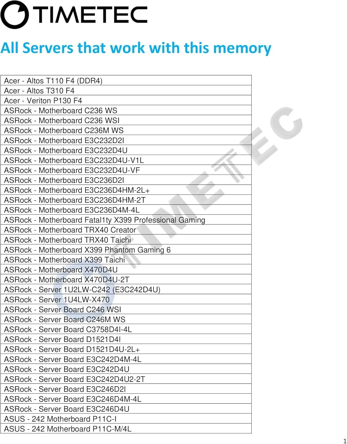 ماژول رم سرور Timetec Hynix IC DDR4 Unbuffered ECC 1.2V 2Rx8 Dual Rank 288 Pin UDIMM (2666 مگاهرتز 8 گیگابایت) ماژول رم سرور Timetec Hynix IC DDR4 Unbuffered ECC 1.2V 2Rx8 Dual Rank 288 Pin UDIMM (2666 مگاهرتز 8 گیگابایت)