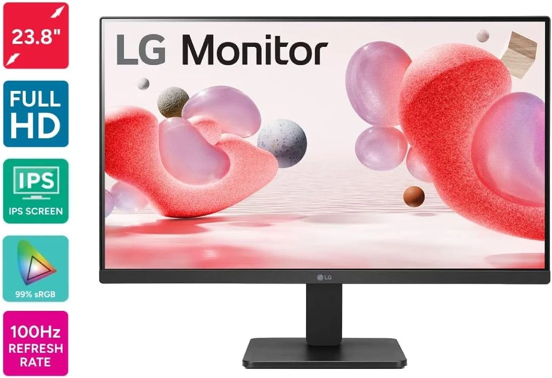 مانیتور 24 اینچی ال‌جی مدل 24MR400-B با پنل IPS، رزولوشن FullHD، نرخ تازه‌سازی 100 هرتز، AMD FreeSync، پورت HDMI و VGA - مشکی