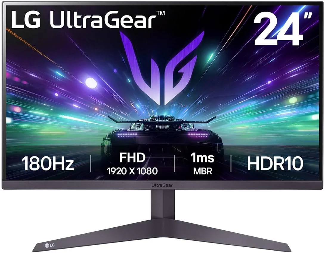 مانیتور گیمینگ 24 اینچی LG 24GS50F-B FHD (1920 x 1080) UltraGear با نرخ 180 هرتز، زمان پاسخگویی 1 میلی‌ثانیه MBR، HDR10، AMD FreeSync، HDMI، DisplayPort، طراحی 3 طرفه بدون حاشیه، مشکی