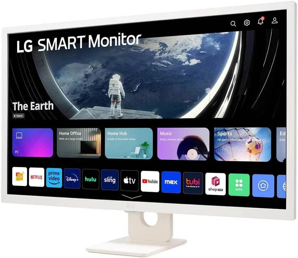 مانیتور هوشمند 32 اینچی FHD IPS ال‌جی مدل 32SR50F، سیستم عامل webOS 23، HDR10، Airplay 2، Screen Share، بلوتوث، بلندگوی استریو 5Wx2، پایه شیب دار (HDMI، USB Type-A) - سفید