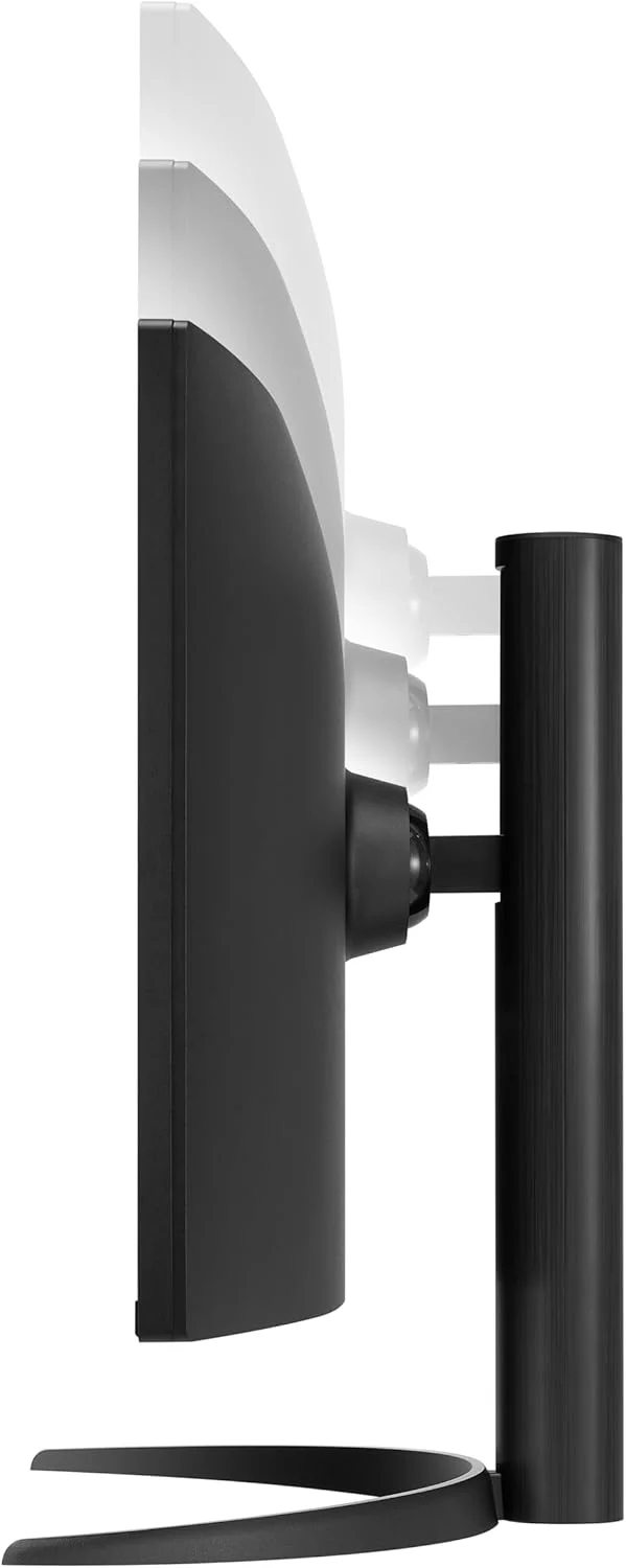 مانیتور خمیده فوق عریض 34 اینچی ال‌جی مدل 34WR55QK-B با رزولوشن WQHD (3440 x 1440)، نرخ تازه‌سازی 100 هرتز، زمان پاسخگویی 5 میلی‌ثانیه، HDR10، حالت Reader، پورت HDMI، DisplayPort، USB Type-C، پایه قابل تنظیم ارتفاع و شیب، مشکی