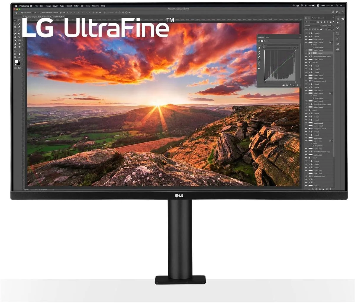مانیتور ال‌جی 32UN880-B سایز 32 اینچ UltraFine Display Ergo UHD 4K IPS با قابلیت HDR 10 و اتصال USB Type-C، مشکی