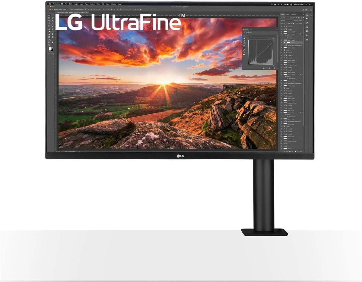 مانیتور ال‌جی 32UN880-B سایز 32 اینچ UltraFine Display Ergo UHD 4K IPS با قابلیت HDR 10 و اتصال USB Type-C، مشکی