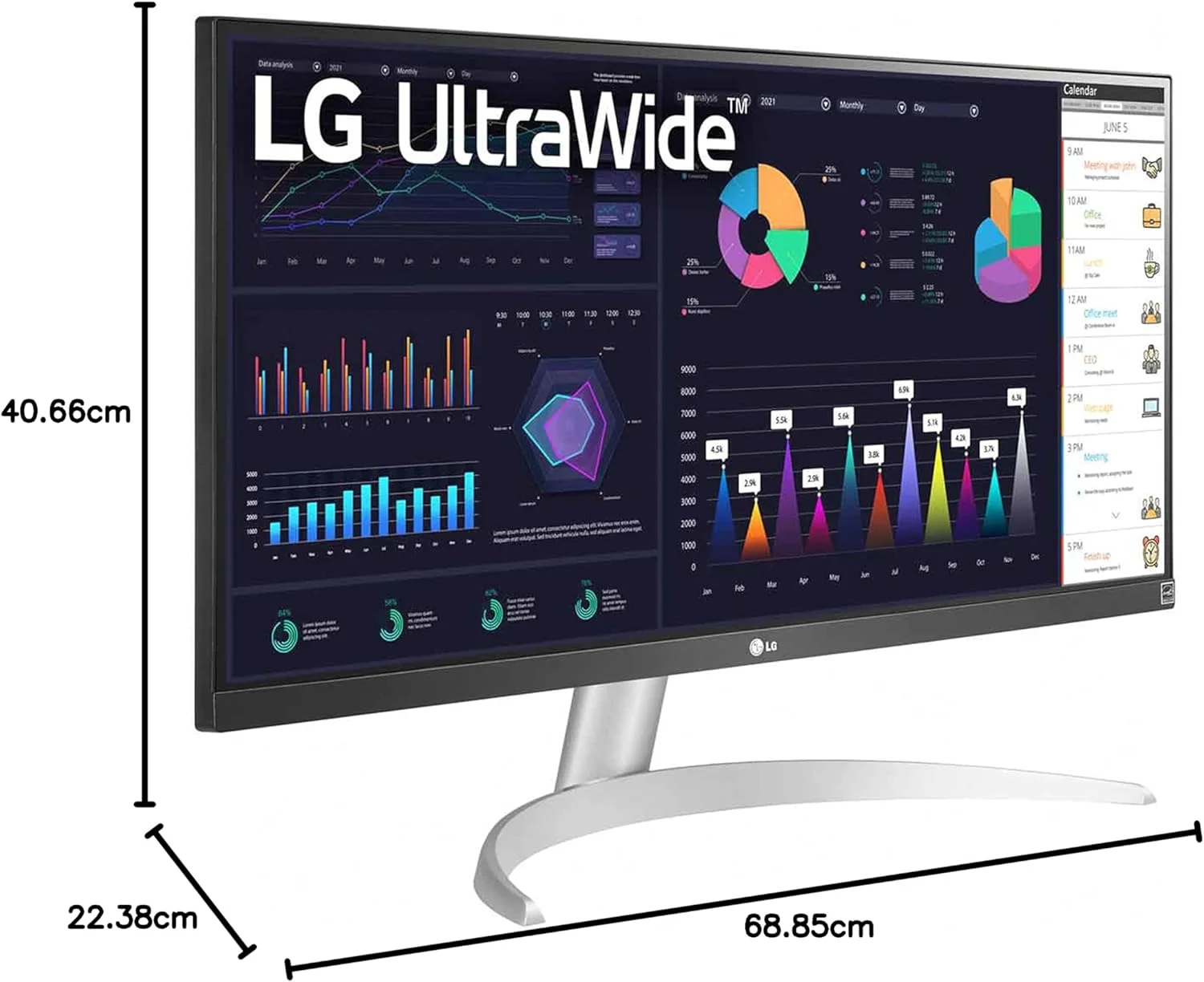 مانیتور فوق عریض 29 اینچی ال‌جی مدل 29WQ600، رزولوشن 1080p، نرخ تازه‌سازی 100 هرتز، زمان پاسخ‌گویی 1 میلی‌ثانیه MBR، پنل IPS، پوشش 99% فضای رنگی sRGB، HDR 10، پورت USB Type-C، AMD FreeSync، HDMI، بلندگوهای استریو 2x7W، طراحی ارگونومیک