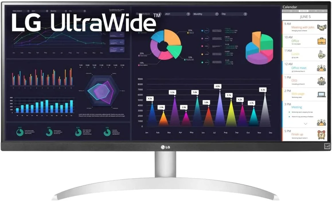 مانیتور 29 اینچی UltraWide ال جی 29WQ600 | نسبت تصویر 21:9، FHD (2560 x 1080P)، IPS، پوشش 99% sRGB، HDR10 | AMD FreeSync™، 1ms MBR، نرخ تازه سازی 100 هرتز | 2 بلندگوی 7 واتی با MaxxAudio