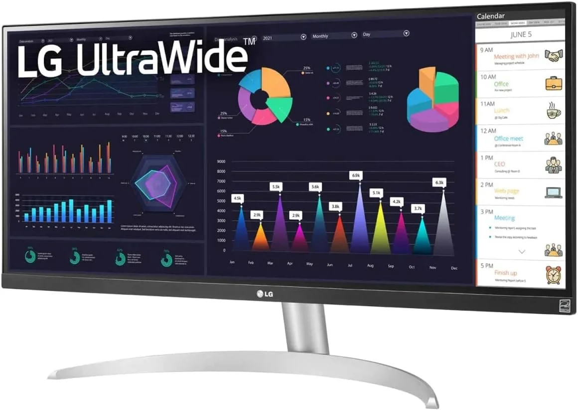 مانیتور 29 اینچی UltraWide ال جی 29WQ600 | نسبت تصویر 21:9، FHD (2560 x 1080P)، IPS، پوشش 99% sRGB، HDR10 | AMD FreeSync™، 1ms MBR، نرخ تازه سازی 100 هرتز | 2 بلندگوی 7 واتی با MaxxAudio