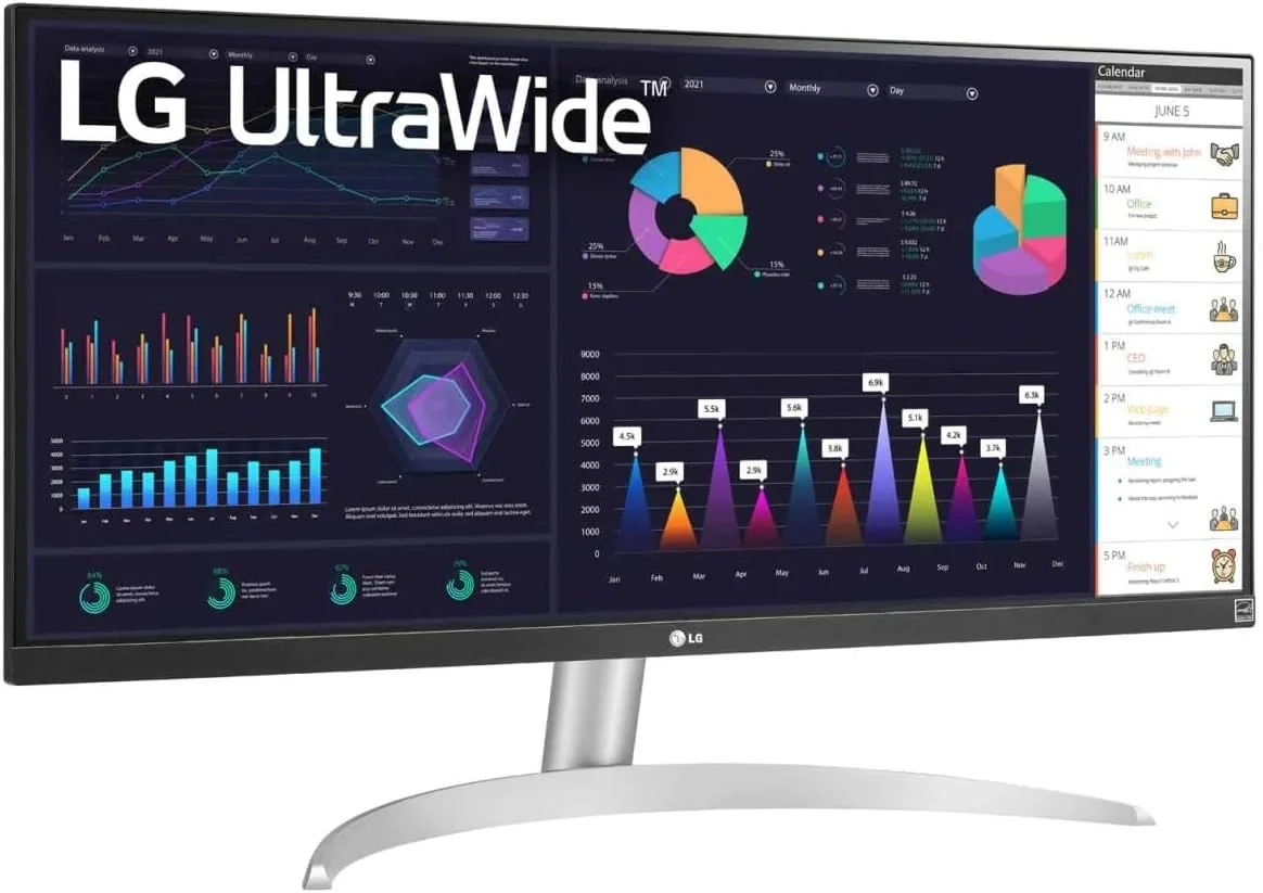 مانیتور 29 اینچی UltraWide ال جی 29WQ600 | نسبت تصویر 21:9، FHD (2560 x 1080P)، IPS، پوشش 99% sRGB، HDR10 | AMD FreeSync™، 1ms MBR، نرخ تازه سازی 100 هرتز | 2 بلندگوی 7 واتی با MaxxAudio