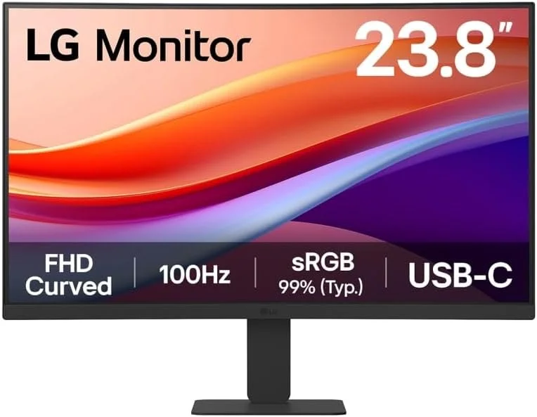 مانیتور خمیده 24 اینچی LG 24U421A-B FHD (1920x1080)، 100 هرتز، 5 میلی‌ثانیه، HDR10، USB-C (15 وات PD) + HDMI، طراحی بدون حاشیه 3 طرفه