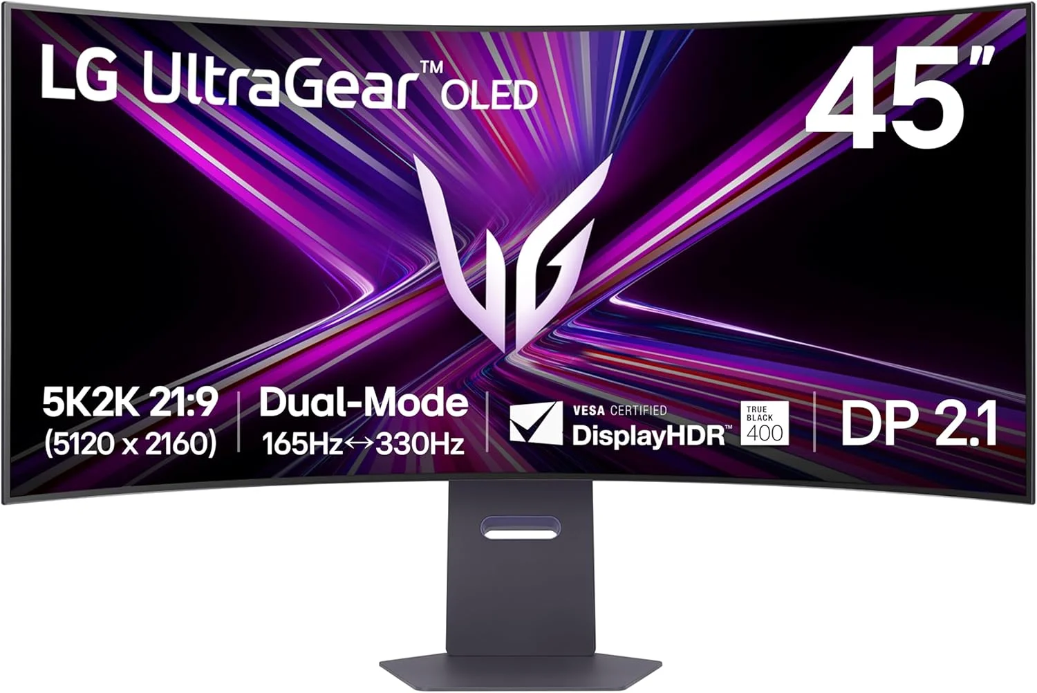 مانیتور گیمینگ هوشمند خمیده اولد LG 45GX90SA-B UltraGear 45 اینچ WQHD (3440x1440) با webOS، نرخ نوسازی 240 هرتز، زمان پاسخگویی 0.03 میلی‌ثانیه، سازگار با NVIDIA G-SYNC، دارای DisplayHDR True Black 400، خروجی هدفون و USB-C
