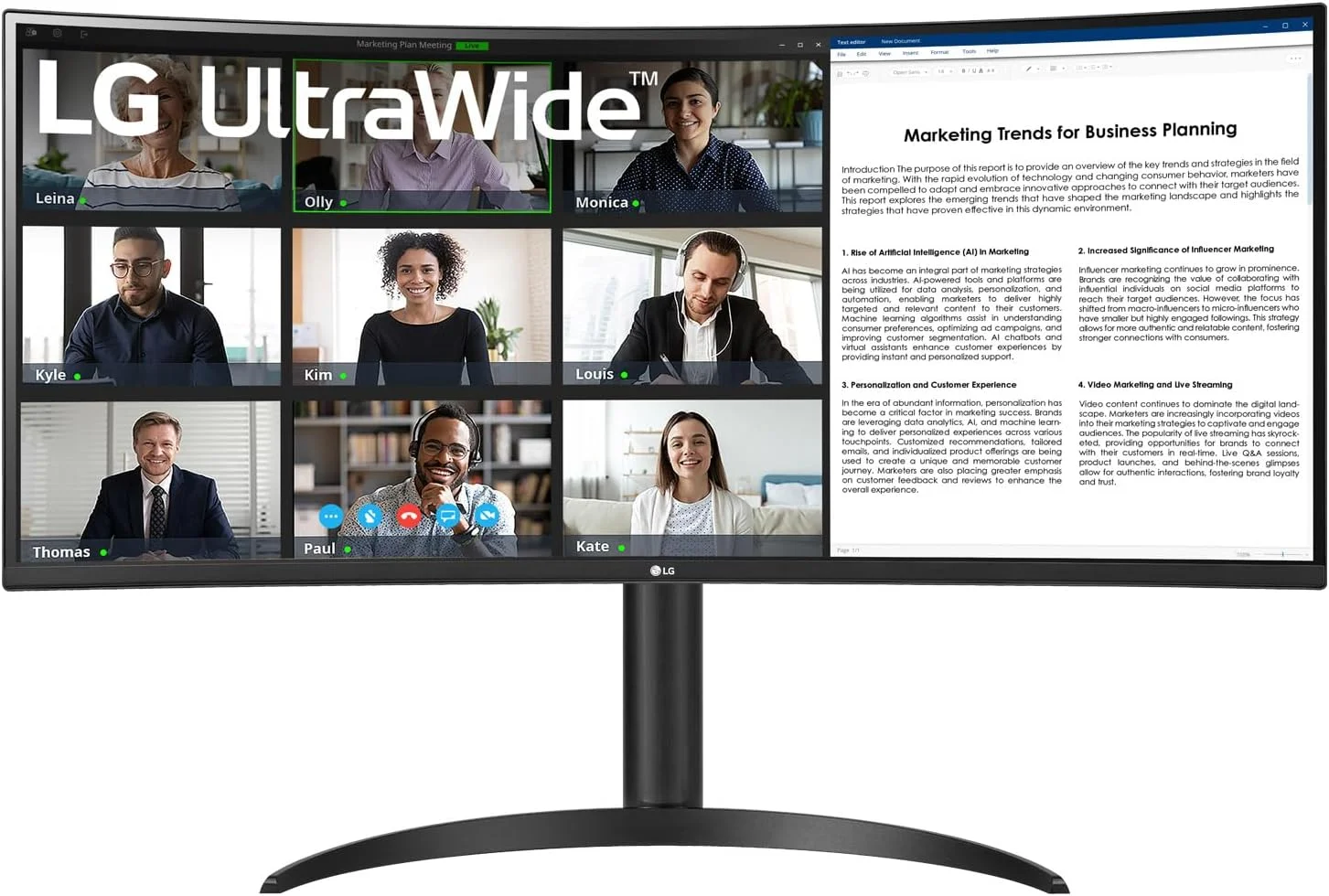 مانیتور فوق عریض 34 اینچی LG UltraWide™ 34WR55QK-B - پنل VA با کیفیت QHD (3440 x 1440)، زمان پاسخگویی 5 میلی‌ثانیه GtG، نرخ تازه‌سازی 100 هرتز، HDR 10، پوشش 90% sRGB (CIE1931)، قابلیت تنظیم ارتفاع و چرخش