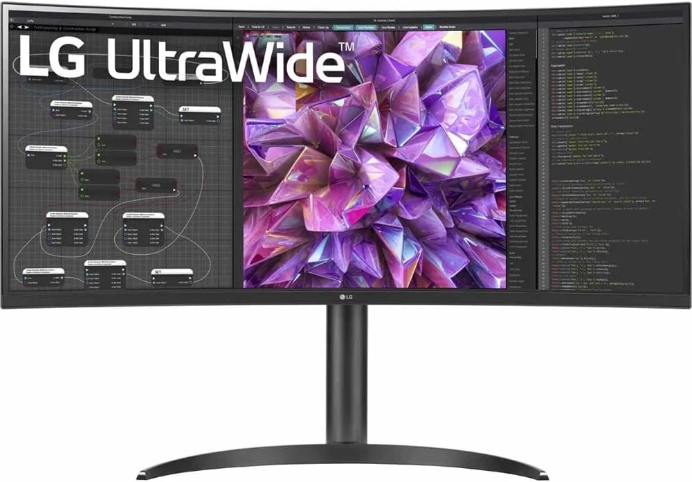 مانیتور خمیده فوق عریض 34 اینچی LG مدل 34WQ75C-B.AUS با رزولوشن QHD IPS HDR 10، دارای KVM داخلی، پورت USB Type-C™ و LAN (RJ-45)