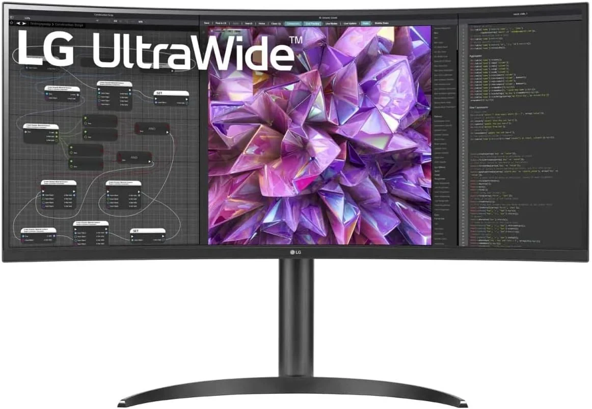 مانیتور فوق عریض 34 اینچی ال‌جی مدل 34WQ75C - WQHD، 3440x1440P، IPS، پوشش 99% sRGB، HDR10، خمیده، طراحی ارگونومیک، USB Type-C، پورت LAN، AMD FreeSync™، MaxxAudio، ویژگی‌های گیمینگ، مشکی
