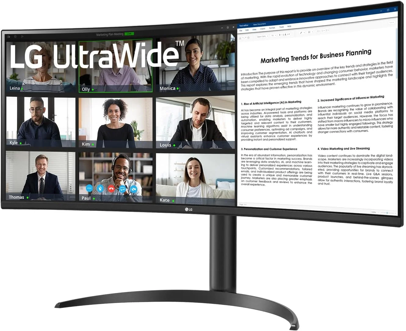 مانیتور فوق عریض 34 اینچی LG UltraWide™ 34WR55QK-B - پنل VA با کیفیت QHD (3440 x 1440)، زمان پاسخگویی 5 میلی‌ثانیه GtG، نرخ تازه‌سازی 100 هرتز، HDR 10، پوشش 90% sRGB (CIE1931)، قابلیت تنظیم ارتفاع و چرخش