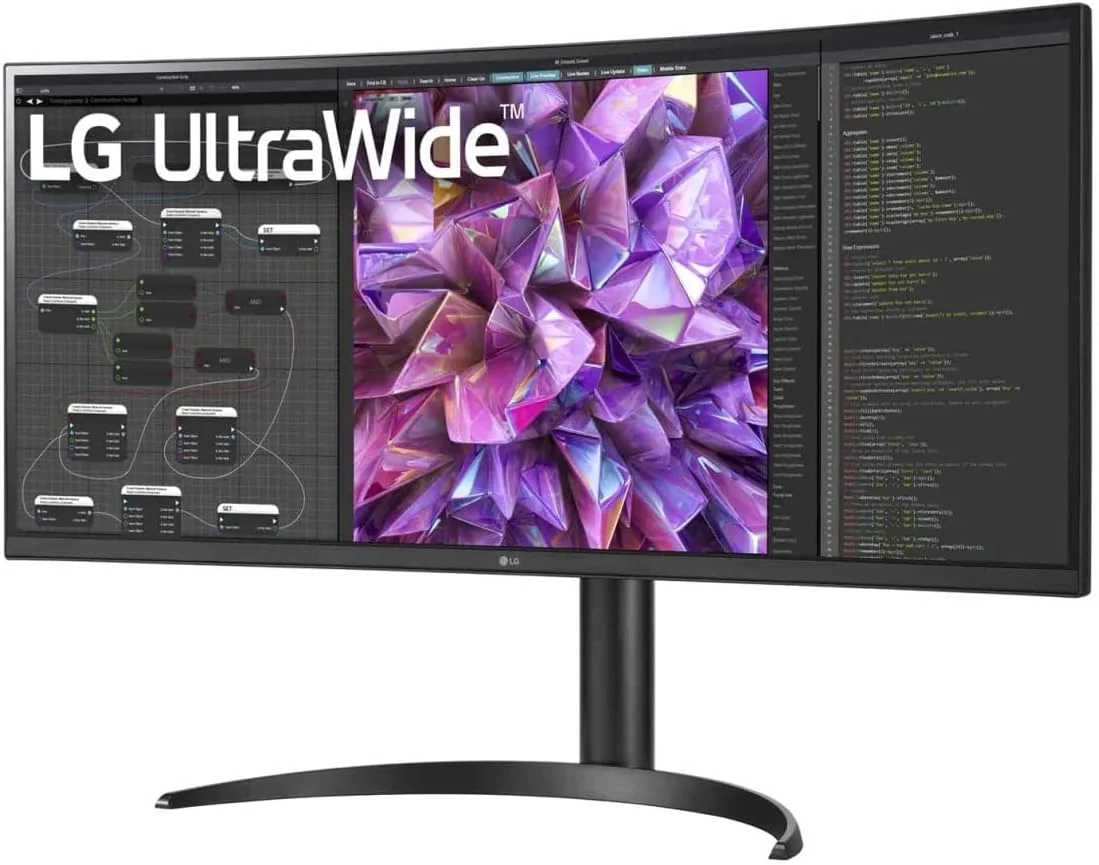 مانیتور فوق عریض 34 اینچی ال‌جی مدل 34WQ75C - WQHD، 3440x1440P، IPS، پوشش 99% sRGB، HDR10، خمیده، طراحی ارگونومیک، USB Type-C، پورت LAN، AMD FreeSync™، MaxxAudio، ویژگی‌های گیمینگ، مشکی