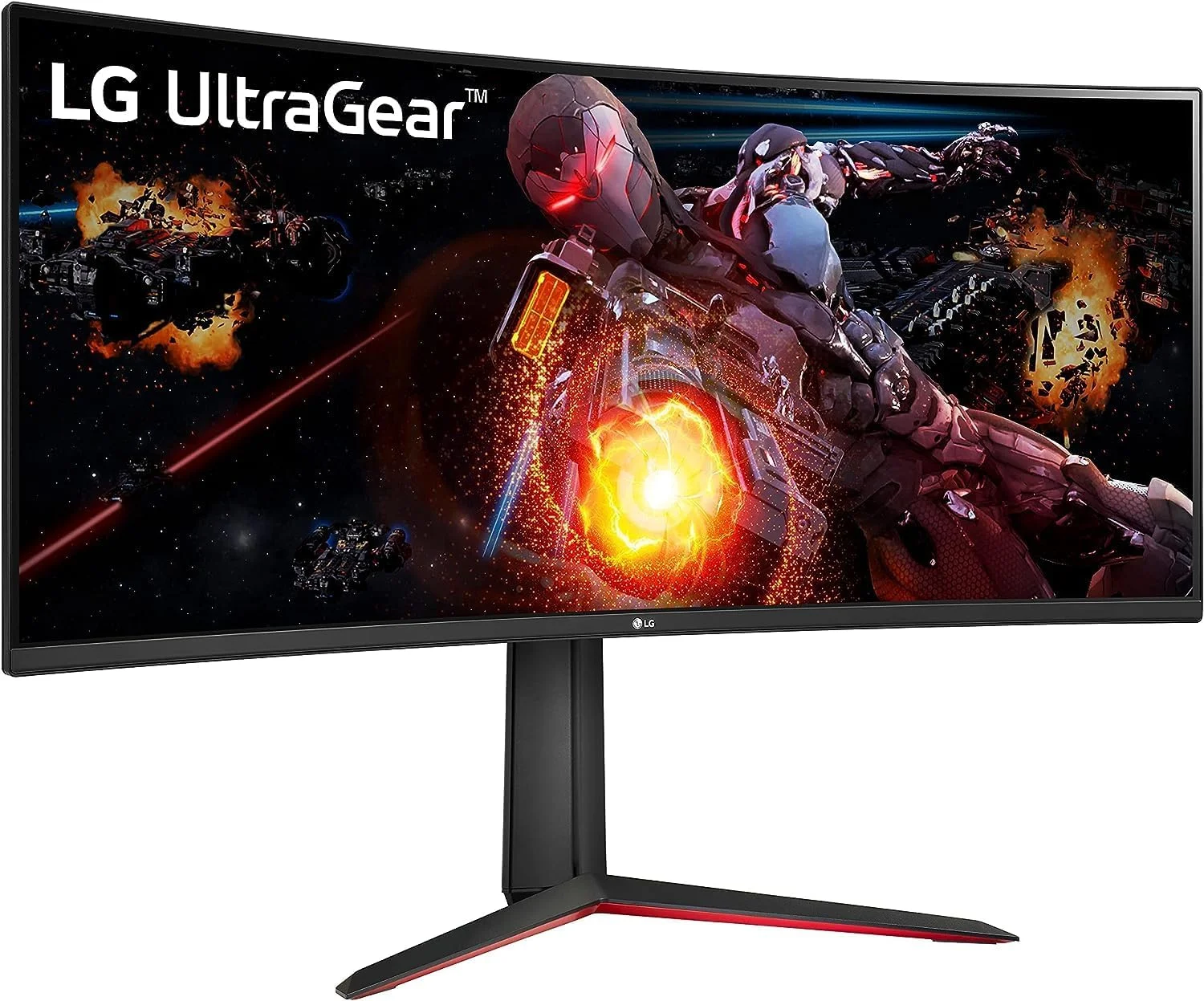 مانیتور خمیده 34 اینچی ال‌جی مدل 34GP63A UltraGear QHD HDR 10 با نرخ تازه‌سازی 160 هرتز، دارای پایه قابل تنظیم ارتفاع و شیب، و بلندگوی داخلی