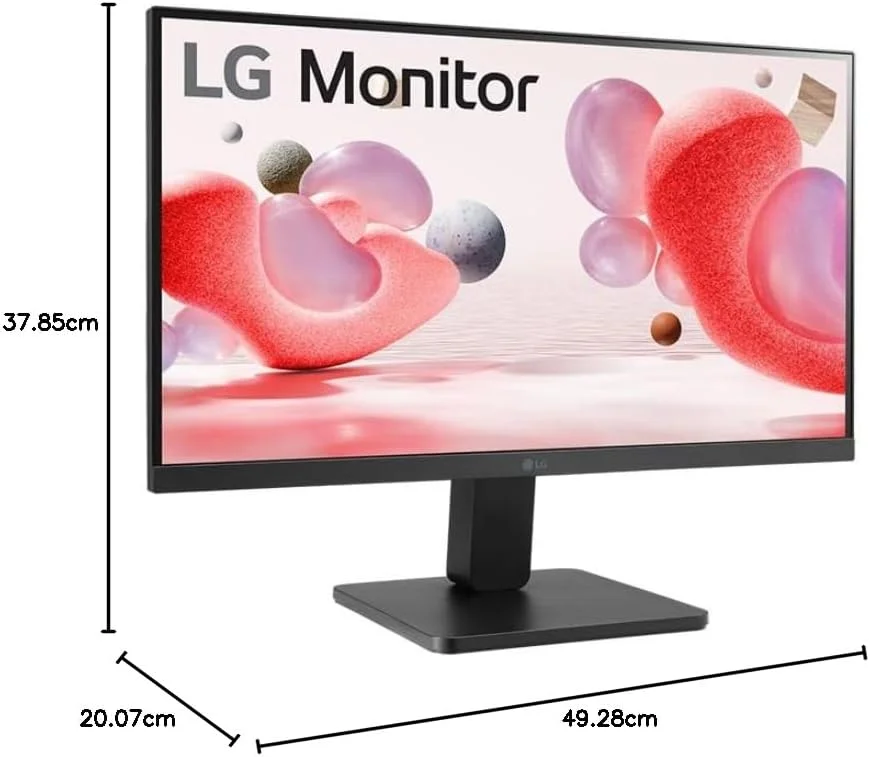 مانیتور کامپیوتر 22 اینچی FHD ال‌جی مدل 22MR410-B، 100 هرتز، 5 میلی‌ثانیه، AMD FreeSync، حالت Reader و Flicker Safe، طراحی بدون حاشیه 3 طرفه، Black Stabilizer، Dynamic Action Sync، HDMI، D-Sub، پایه شیب‌دار، مشکی