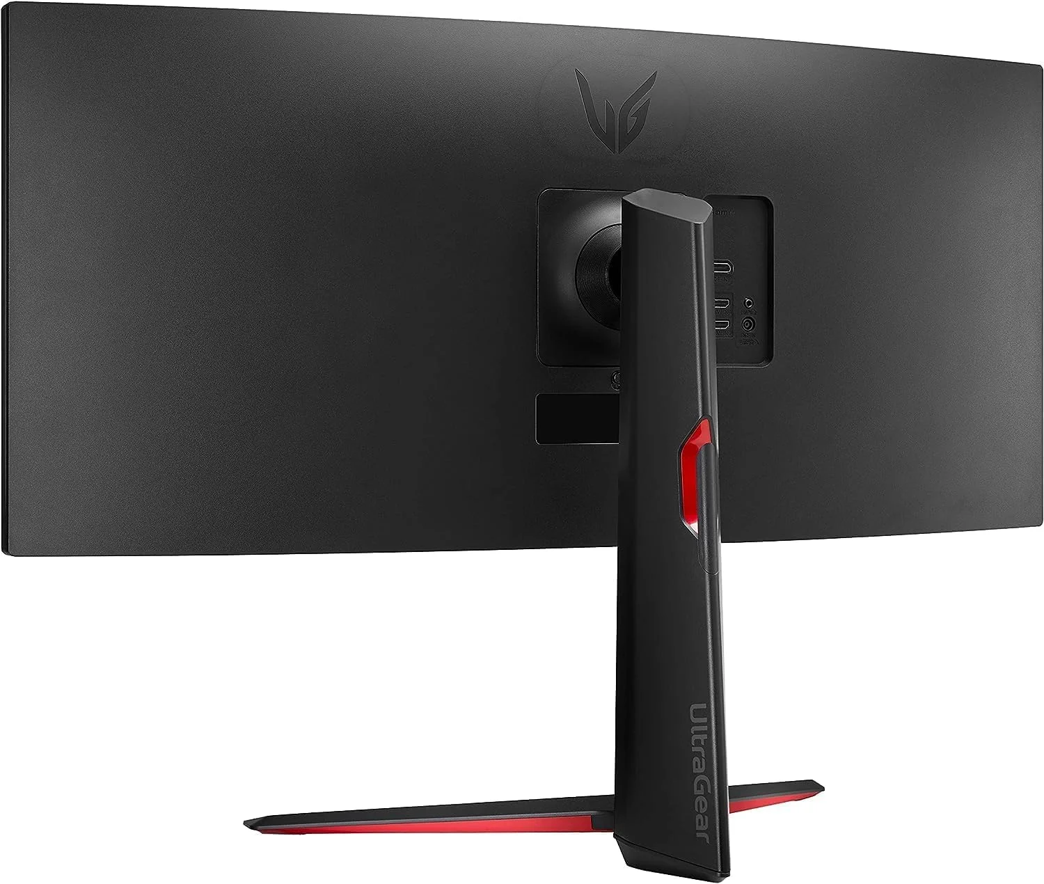 مانیتور خمیده 34 اینچی ال‌جی مدل 34GP63A UltraGear QHD HDR 10 با نرخ تازه‌سازی 160 هرتز، دارای پایه قابل تنظیم ارتفاع و شیب، و بلندگوی داخلی