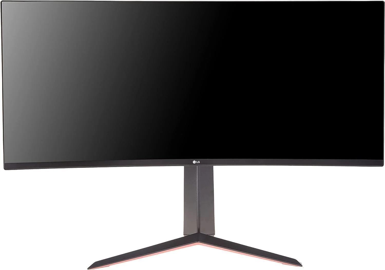 مانیتور خمیده 34 اینچی ال‌جی مدل 34GP63A UltraGear QHD HDR 10 با نرخ تازه‌سازی 160 هرتز، دارای پایه قابل تنظیم ارتفاع و شیب، و بلندگوی داخلی