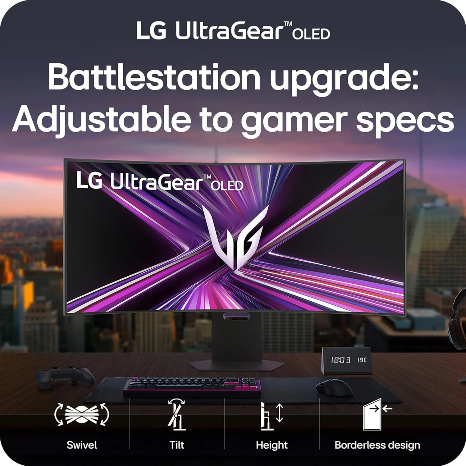 مانیتور گیمینگ هوشمند خمیده اولد LG 45GX90SA-B UltraGear 45 اینچ WQHD (3440x1440) با webOS، نرخ نوسازی 240 هرتز، زمان پاسخگویی 0.03 میلی‌ثانیه، سازگار با NVIDIA G-SYNC، دارای DisplayHDR True Black 400، خروجی هدفون و USB-C
