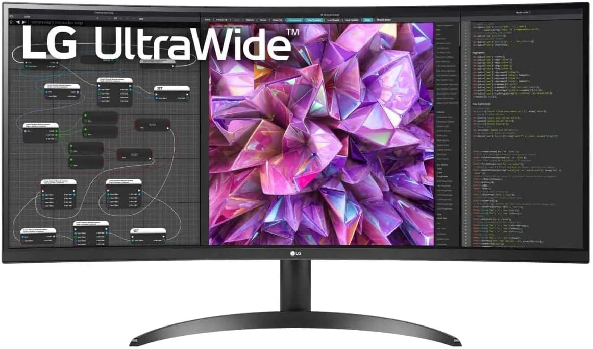 مانیتور خمیده فوق عریض 34 اینچی ال‌جی مدل 34WQ60C | نسبت تصویر 21:9، QHD (3440 x 1440P)، IPS، پوشش 99% sRGB، HDR10 | ویژگی‌های محافظت از چشم