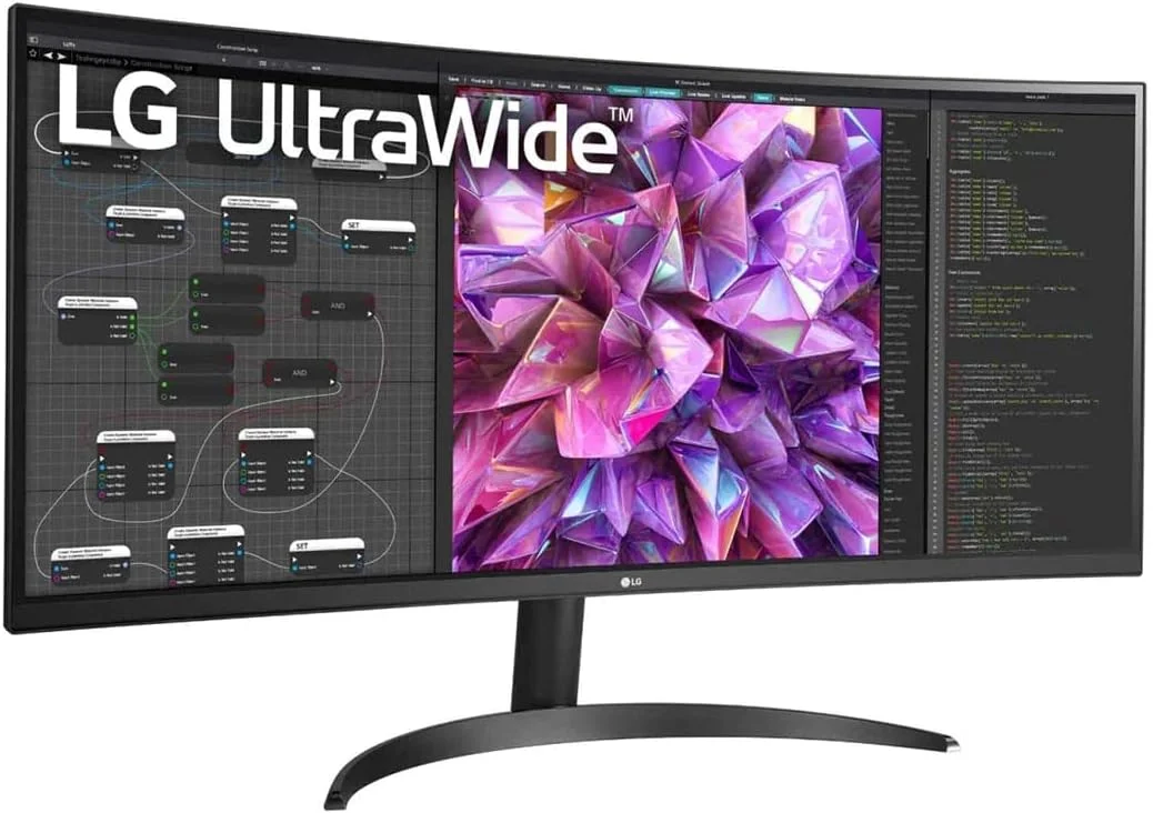 مانیتور خمیده فوق عریض 34 اینچی ال‌جی مدل 34WQ60C | نسبت تصویر 21:9، QHD (3440 x 1440P)، IPS، پوشش 99% sRGB، HDR10 | ویژگی‌های محافظت از چشم