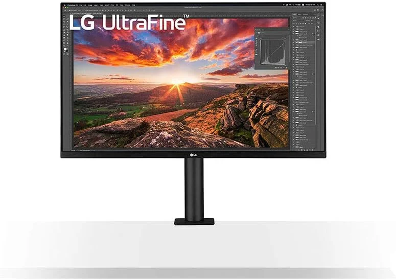 مانیتور 32 اینچی 4K UHD ال جی UltraFine Display Ergo IPS، HDR 10، USB Type-C، AMD FreeSync، حالت Reader، پایه با گیره C، مشکی - 32UN880-B