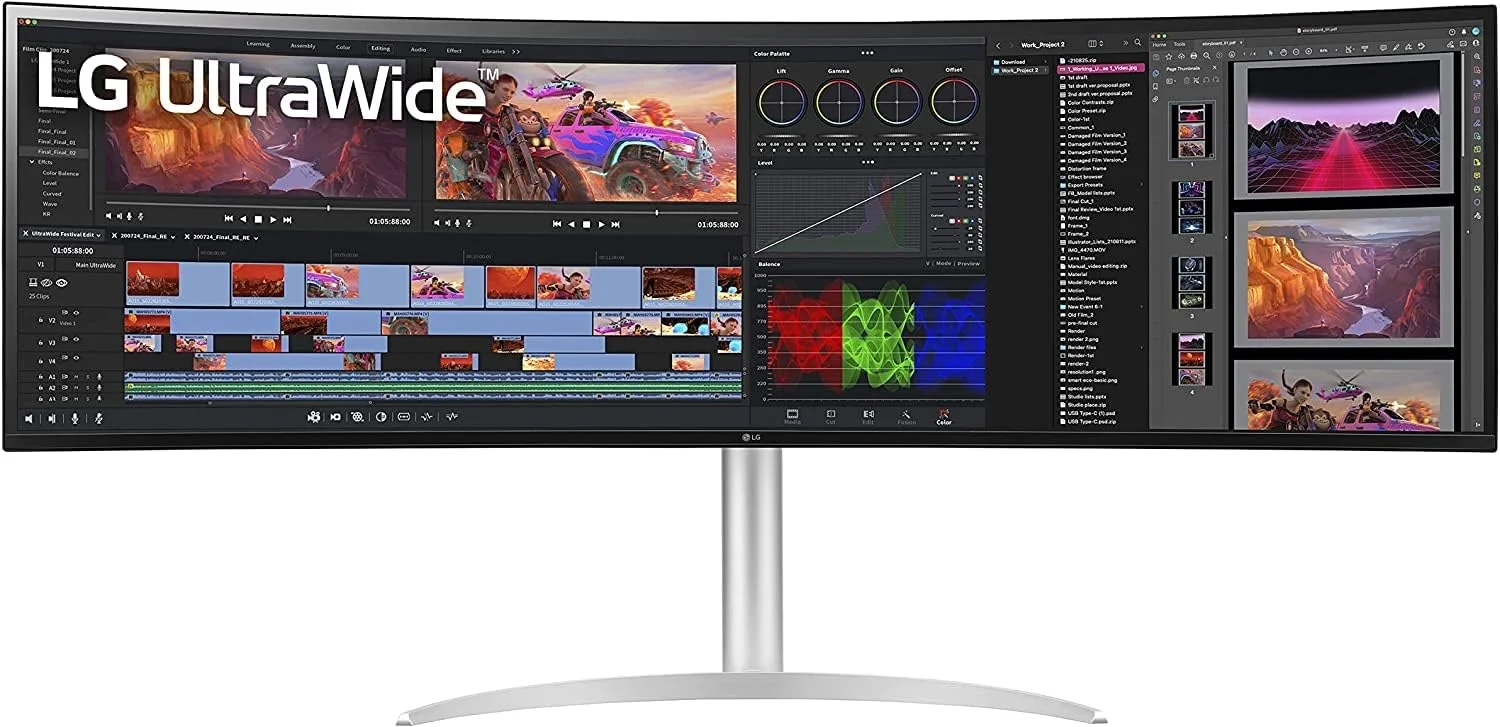 مانیتور فوق عریض ال‌جی (49WQ95C) - صفحه نمایش 49 اینچی 32:9 Nano IPS، DQHD (5120x1440p) با نرخ 144 هرتز، DCI-P3 98٪، Display HDR™400، خمیده