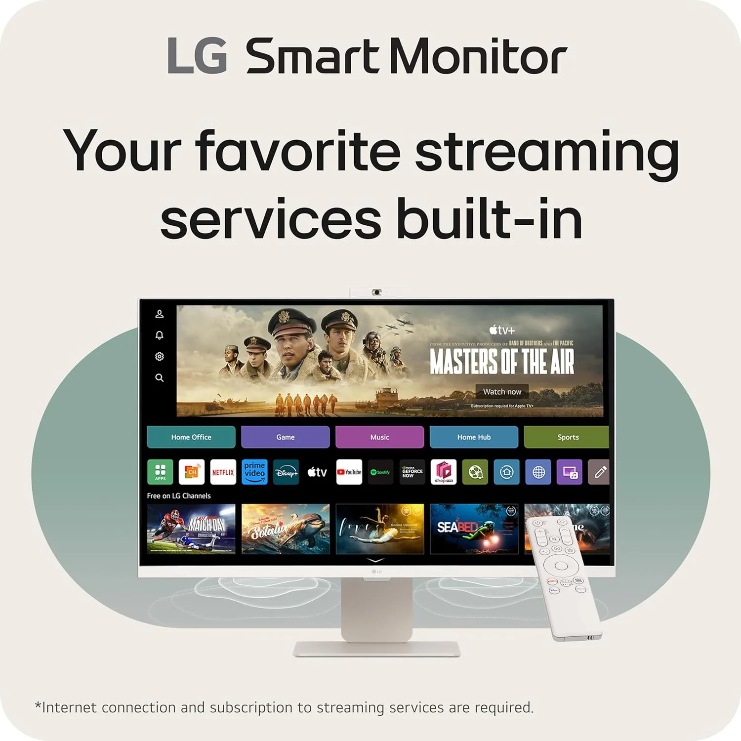مانیتور هوشمند 32 اینچی LG مدل 32SR85U-W با کیفیت 4K UHD، پنل IPS، سیستم عامل webOS، قابلیت ThinQ Home، پورت USB Type-C با توان 90W PD، وب‌کم FHD و اسپیکر داخلی، HDR 10، AirPlay 2، Screen Share، بلوتوث، رنگ سفید