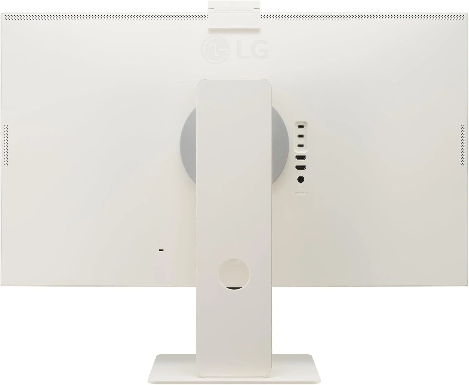 مانیتور هوشمند 32 اینچی LG مدل 32SR85U-W با کیفیت 4K UHD، پنل IPS، سیستم عامل webOS، قابلیت ThinQ Home، پورت USB Type-C با توان 90W PD، وب‌کم FHD و اسپیکر داخلی، HDR 10، AirPlay 2، Screen Share، بلوتوث، رنگ سفید