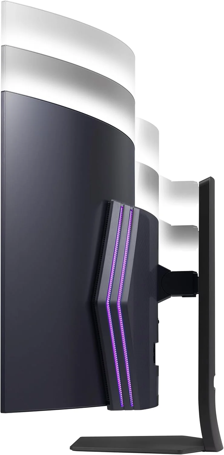 مانیتور گیمینگ خمیده اولد 45 اینچی LG مدل 45GS95QE Ultragear با رزولوشن WQHD، انحنای 800R، نرخ نوسازی 240 هرتز، زمان پاسخگویی 0.03 میلی‌ثانیه، DisplayHDR True Black 400، AMD FreeSync Premium Pro، NVIDIA G-Sync، HDMI 2.1، DisplayPort، قابلیت تنظیم ارتفاع/شیب/چرخش، رنگ مشکی