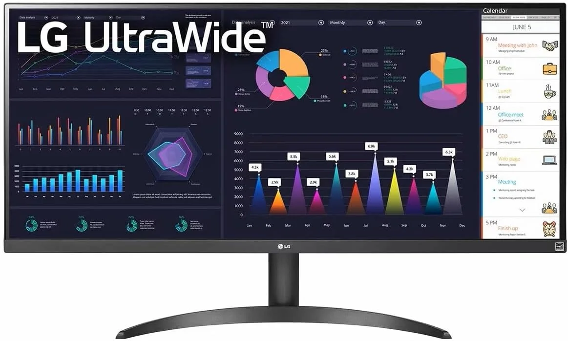 مانیتور 34 اینچی UltraWide™ Full HD ال‌جی مدل 34WQ500-B با AMD FreeSync™، USB Type-C و کاهش تاری حرکت 1ms