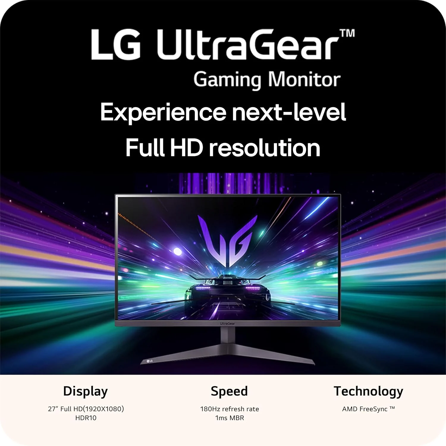 مانیتور گیمینگ 27 اینچی LG مدل 27GS40W-B UltraGear FHD (1920 x 1080)، نرخ تازهسازی 180 هرتز، HDR10، AMD FreeSync، HDMI، DisplayPort، خروجی هدفون، مشکی مانیتور گیمینگ 27 اینچی LG مدل 27GS40W-B UltraGear FHD (1920 x 1080)، نرخ تازهسازی 180 هرتز، HDR10، AMD FreeSync، HDMI، DisplayPort، خروجی هدفون، مشکی
