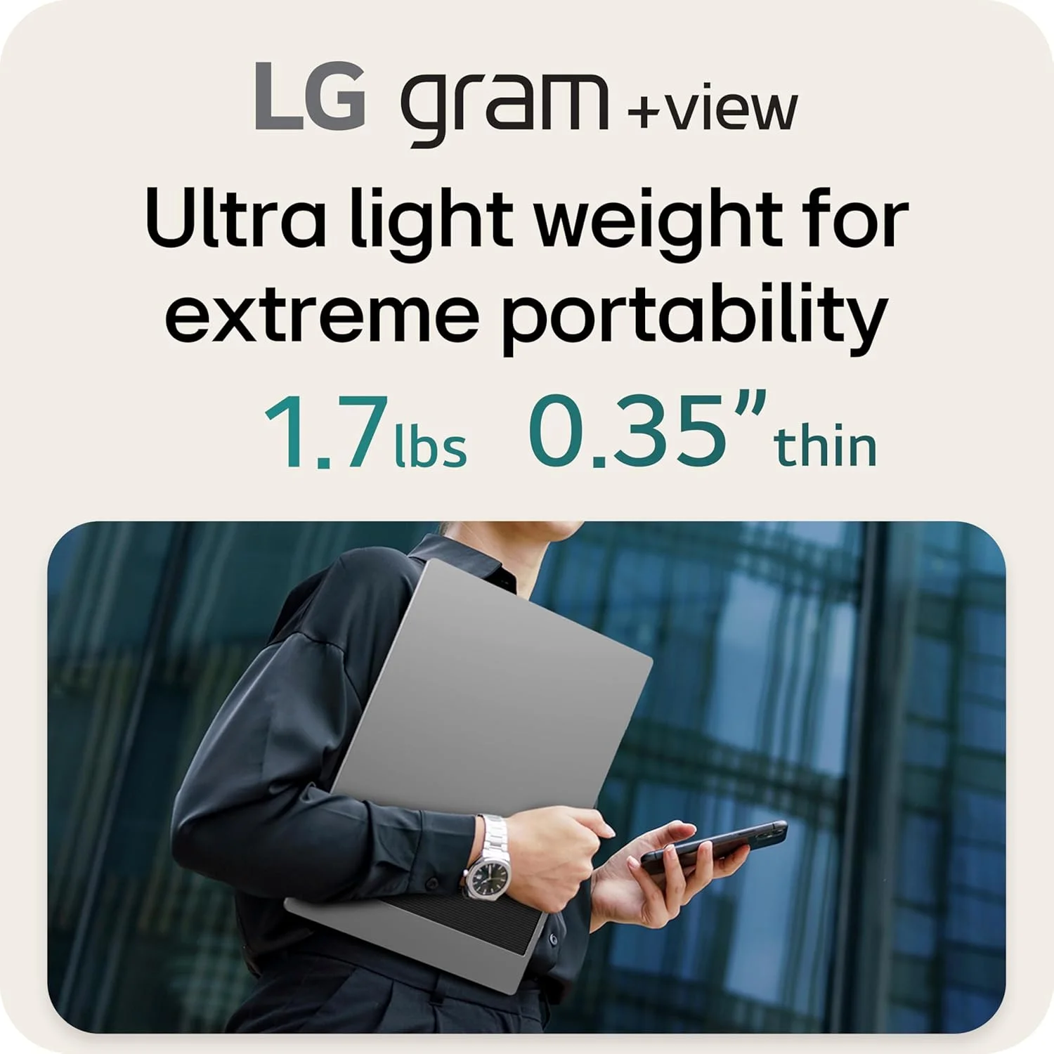 مانیتور قابل حمل 17 اینچی LG gram +View، سبک وزن، WQXGA (2560x1600) با پنل IPS ضد تابش نور، نسبت تصویر 16:10، پوشش رنگی تا 99% DCI-P3، بلندگوی داخلی، USB Type-C، DisplayPort، mini HDMI - نقره ای تیتانیومی مانیتور قابل حمل 17 اینچی LG gram +View، سبک وزن، WQXGA (2560x1600) با پنل IPS ضد تابش نور، نسبت تصویر 16:10، پوشش رنگی تا 99% DCI-P3، بلندگوی داخلی، USB Type-C، DisplayPort، mini HDMI - نقره ای تیتانیومی