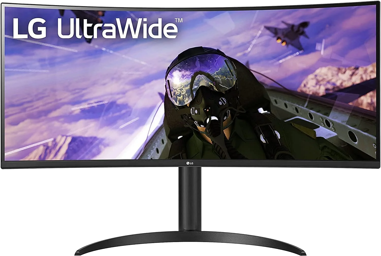 مانیتور فوق عریض 34 اینچی ال‌جی مدل 34WP65C - QHD، 3440x1440P، IPS، HDR10، خمیده، طراحی ارگونومیک، AMD FreeSync™، ویژگی‌های گیمینگ، مشکی