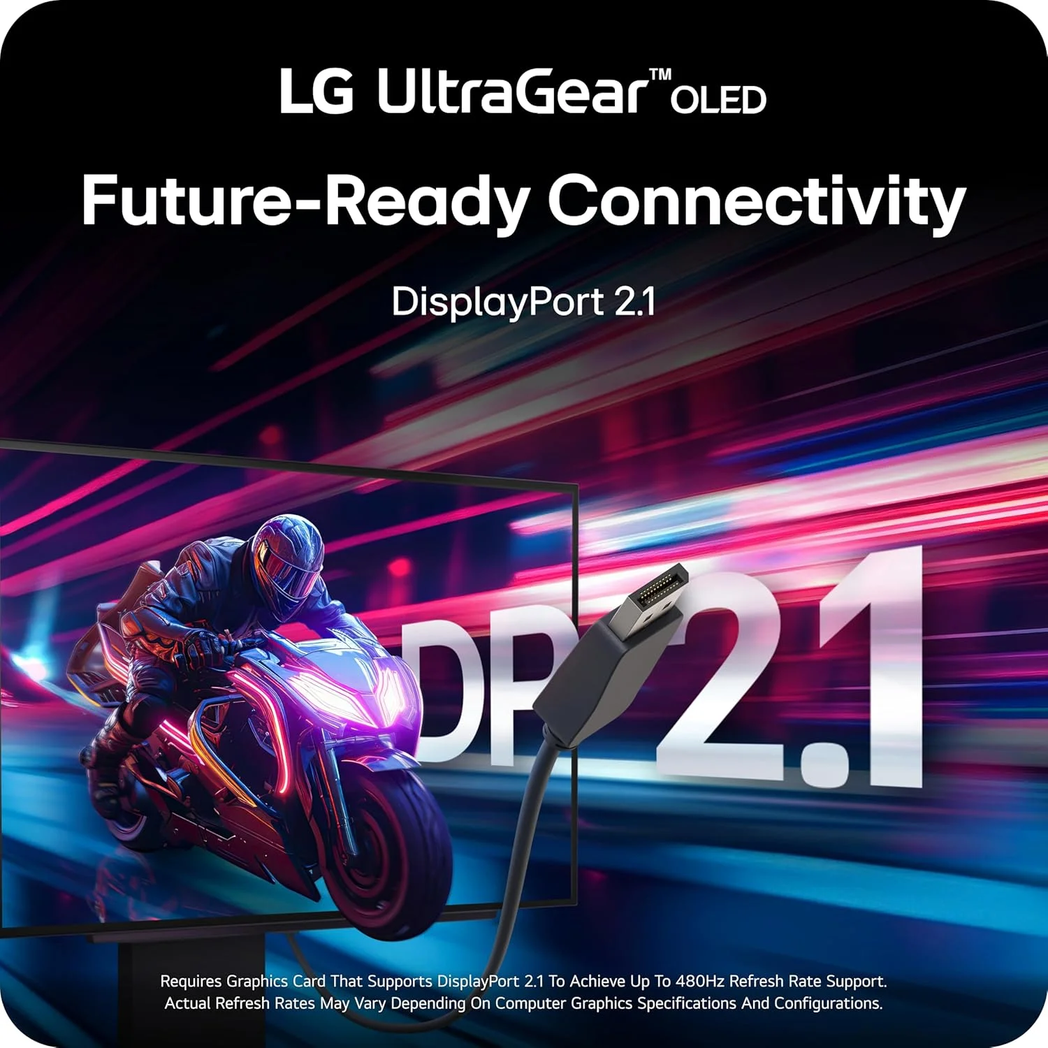 مانیتور گیمینگ 27 اینچی LG 27GX790A-B Ultragear OLED با کیفیت QHD 1440p، نرخ تازه‌سازی 480 هرتز، زمان پاسخگویی 0.03 میلی‌ثانیه، DisplayPort 2.1، True Black 400، NVIDIA G-Sync، AMD FreeSync Premium Pro، HDMI، USB، پایه با قابلیت تنظیم ارتفاع/چرخش/شیب/محور، مشکی