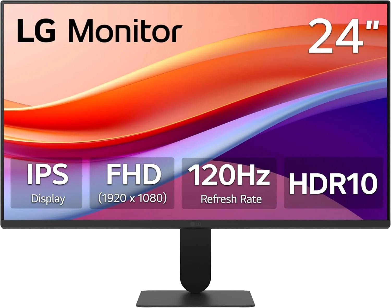 مانیتور کامپیوتر 24 اینچی ال‌جی مدل 24U411A-B با کیفیت Full HD (1920 x 1080)، پنل IPS، نرخ تازه‌سازی 120 هرتز، HDR10، حالت Reader، Flicker Safe، پورت HDMI، پایه باریک، رنگ مشکی