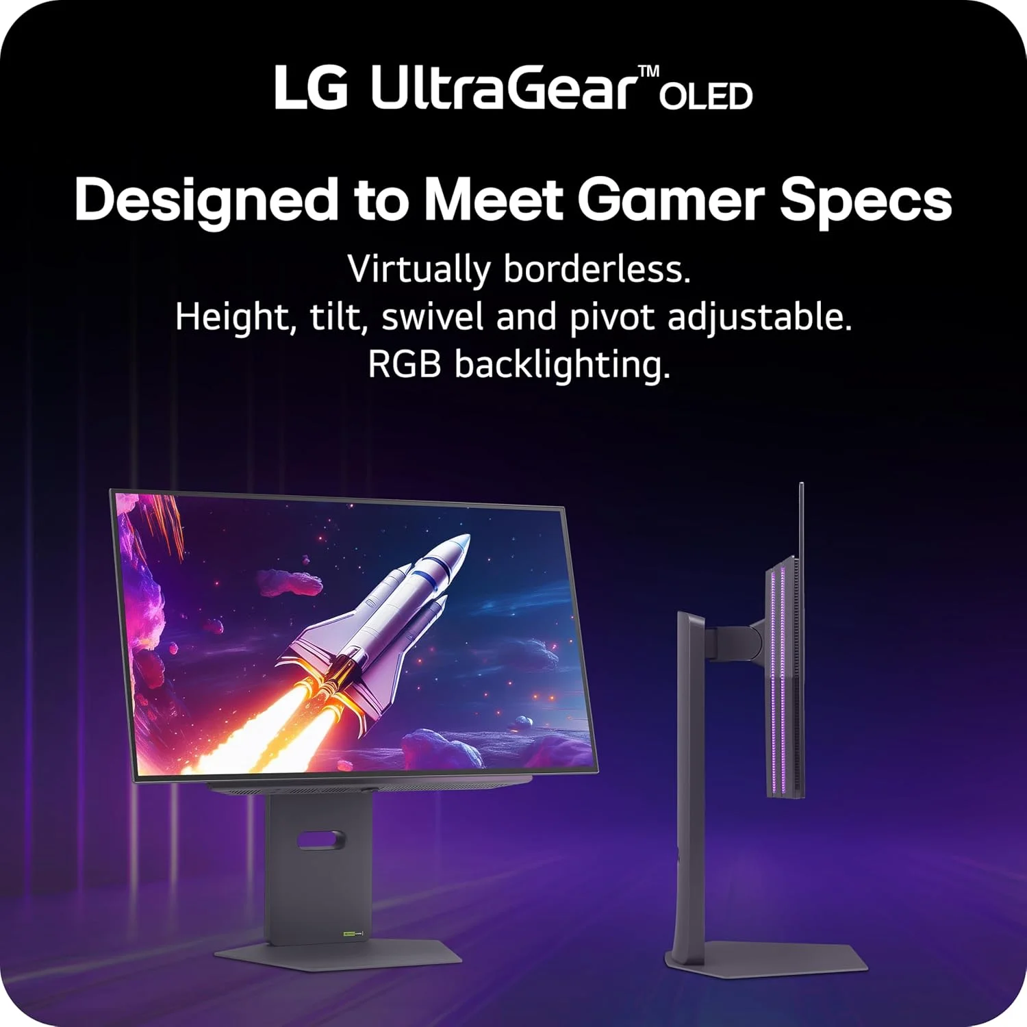 مانیتور گیمینگ 27 اینچی LG 27GX790A-B Ultragear OLED با کیفیت QHD 1440p، نرخ تازه‌سازی 480 هرتز، زمان پاسخگویی 0.03 میلی‌ثانیه، DisplayPort 2.1، True Black 400، NVIDIA G-Sync، AMD FreeSync Premium Pro، HDMI، USB، پایه با قابلیت تنظیم ارتفاع/چرخش/شیب/محور، مشکی