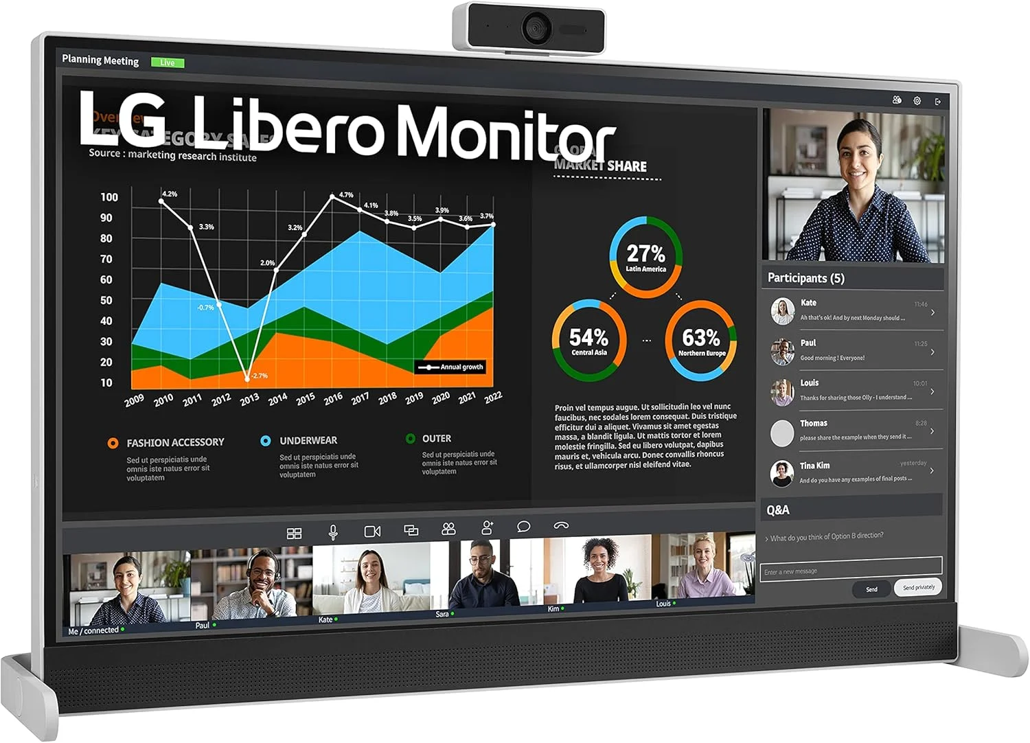 مانیتور 27 اینچی LG مدل 27MQ70QC-S.AUS QHD IPS HDR 10 Libero به همراه وب‌کم جداشدنی Full HD
