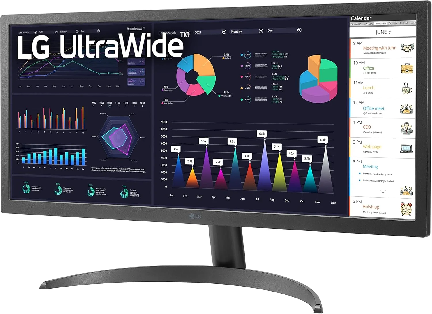 مانیتور 26 اینچی التراواید فول اچ دی LG 26WQ500-B با نسبت تصویر 21:9، پنل IPS، رزولوشن 2560x1080، فناوری AMD FreeSync Premium، پوشش رنگی 99% sRGB، HDR10 و طراحی بدون حاشیه در 3 طرف - مشکی (25.7 اینچ مورب)