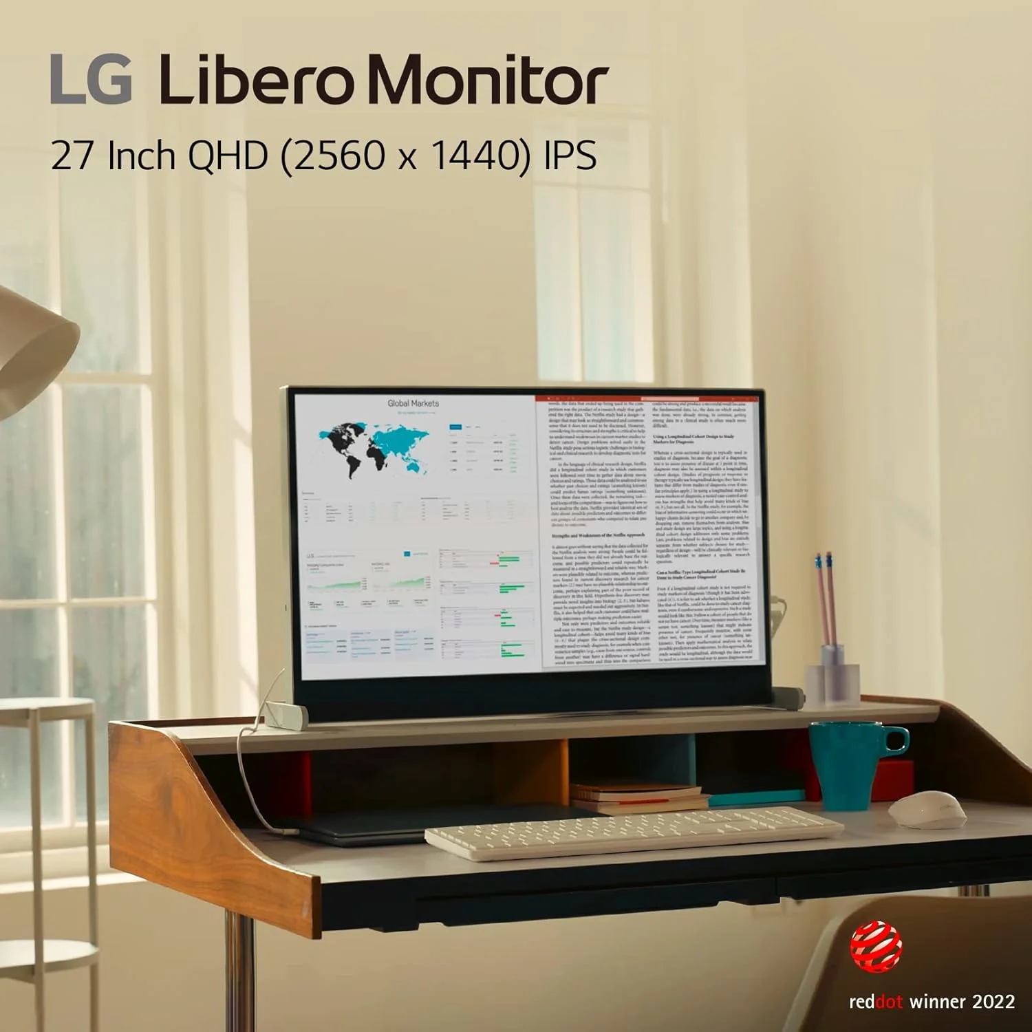 مانیتور 27 اینچی LG مدل 27MQ70QC-S.AUS QHD IPS HDR 10 Libero به همراه وب‌کم جداشدنی Full HD