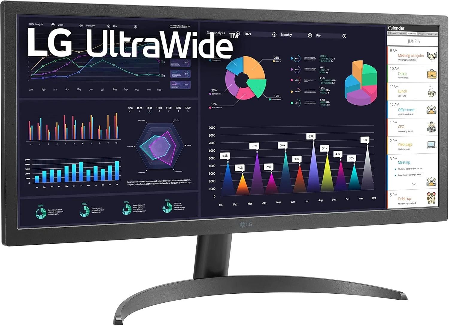 مانیتور 26 اینچی التراواید فول اچ دی LG 26WQ500-B با نسبت تصویر 21:9، پنل IPS، رزولوشن 2560x1080، فناوری AMD FreeSync Premium، پوشش رنگی 99% sRGB، HDR10 و طراحی بدون حاشیه در 3 طرف - مشکی (25.7 اینچ مورب)