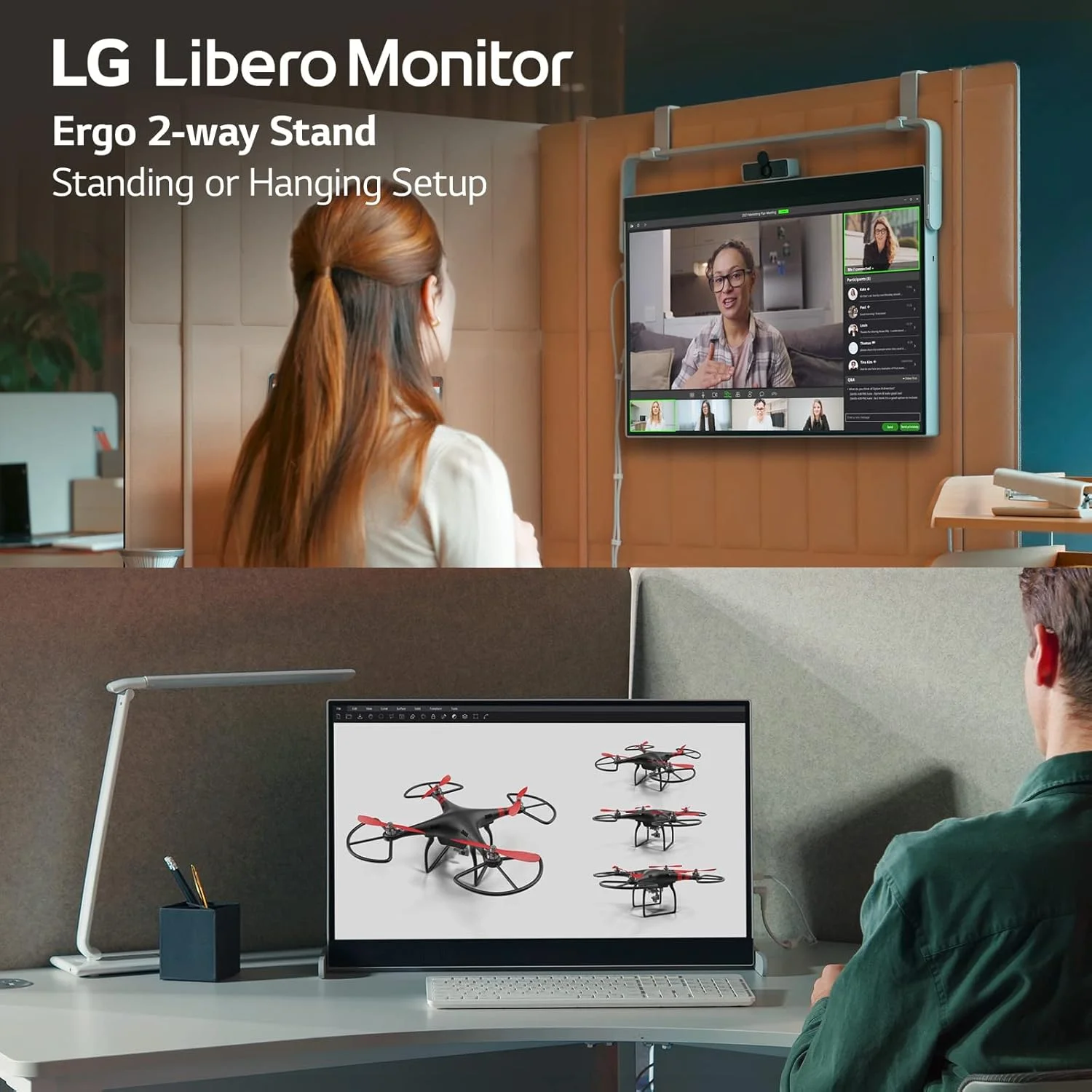 مانیتور 27 اینچی LG مدل 27MQ70QC-S.AUS QHD IPS HDR 10 Libero به همراه وب‌کم جداشدنی Full HD